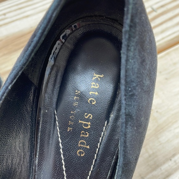 Kate Spade Black Suede Peep-Toe Wedges size 7.5 - Picture 9 of 14